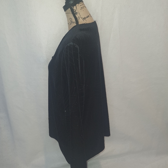 Women's K Studio  Jacket Dress MEDIUM Size 12 Black Velvet Glitter Line Design - Picture 2 of 11